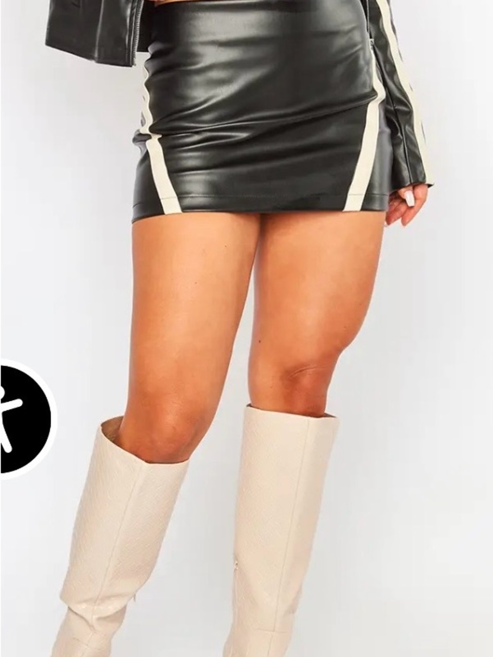 BNWT PrettyLittleThing Faux Leather Contrast Panel Low Rise Micro Mini Skirt. 8